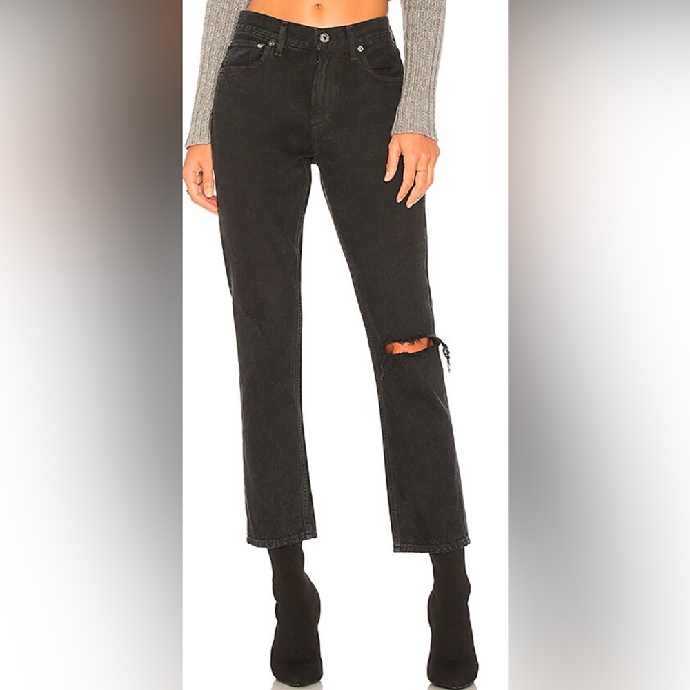AGOLDE Cigarette Low Slung Straight Leg Jeans 27 Overtone Black